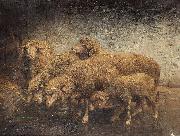 Heinrich von Angeli Sheep in a barn Sweden oil painting artist